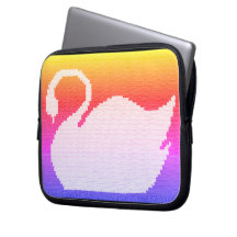 Swan Rainbow Artisan Crochet Print Electronics Bag