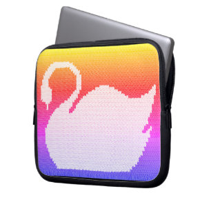 Swan Rainbow Artisan Crochet Print Electronics Bag