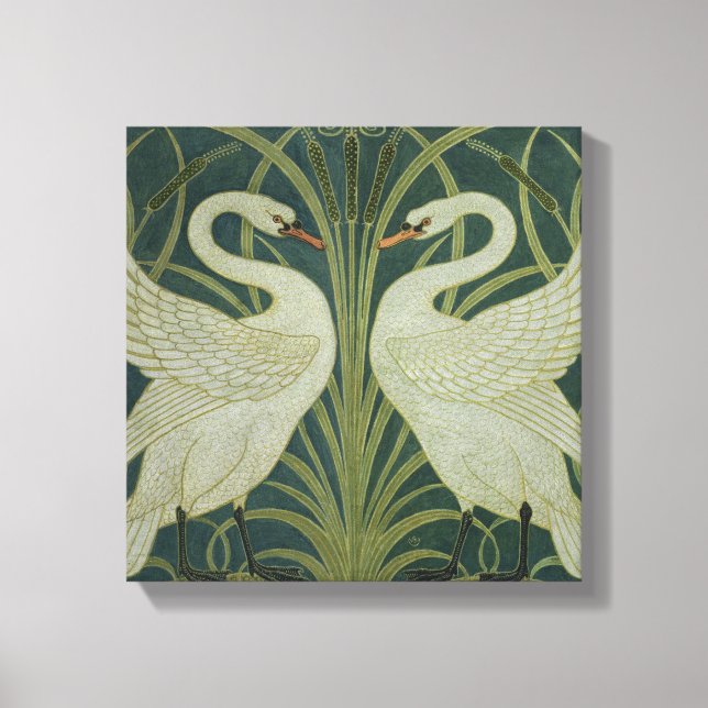 'Swan, Rush and Iris' wallpaper design Canvas Print (Front)