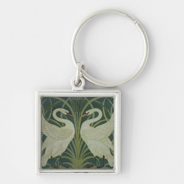 'Swan, Rush and Iris' wallpaper design Keychain (Front)
