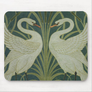 'Swan, Rush and Iris' wallpaper design Mouse Pad