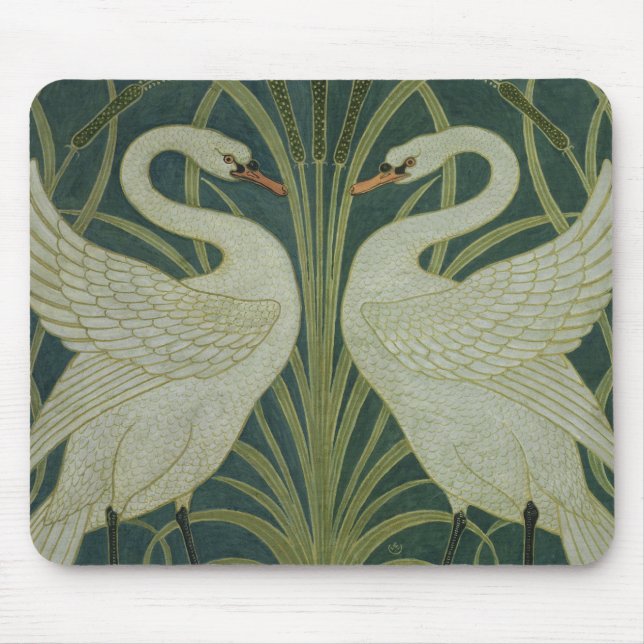 'Swan, Rush and Iris' wallpaper design Mouse Pad (Front)