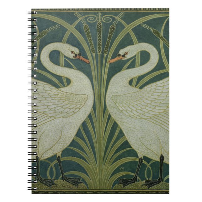 'Swan, Rush and Iris' wallpaper design Notebook (Front)