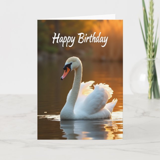 Swan Serenity Birthday Card (Front)