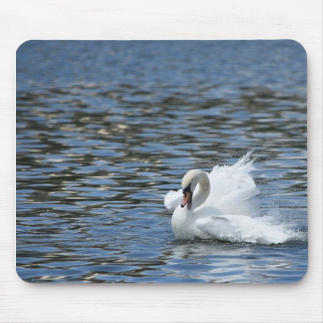 Swan Splashing in the Water Mouse Pad (Front)