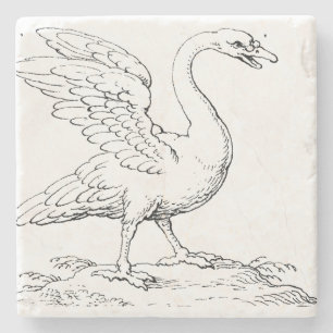 Swan Symbol of Love and Fidelity Fine Art Stone Coaster