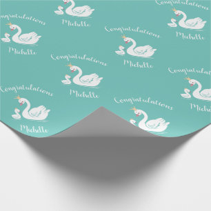 Swan Vintage Baby Shower Wrapping Paper