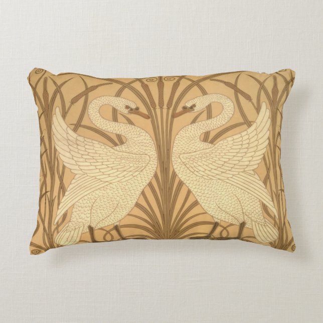 Swan wallpaper design accent pillow (Front)