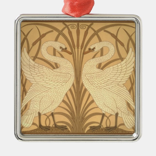 Swan wallpaper design metal ornament (Front)