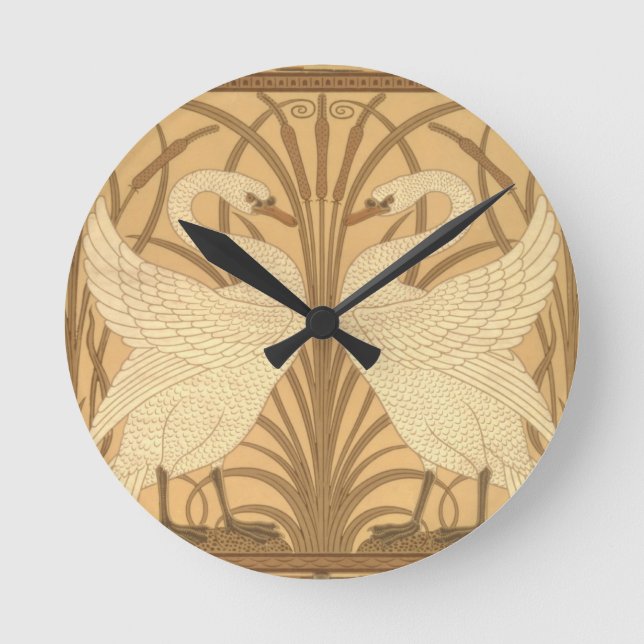 Swan wallpaper design round clock (Front)