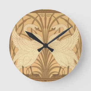 Swan wallpaper design round clock