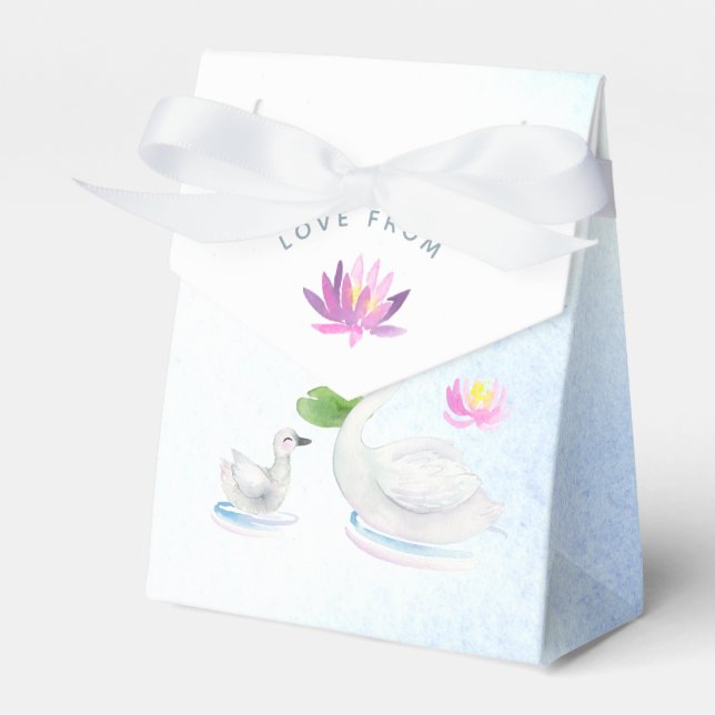 Swan Watercolor Baby Shower Favor Box (Front Side)