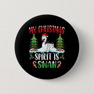 Swan Wearing Santa Hat Xmas - Christmas Spirit Is 2 Inch Round Button