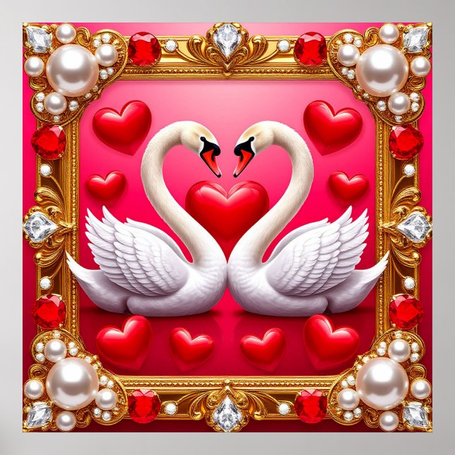 💎 Swan Wedding Art For Romantic Reception Decor  (Front)