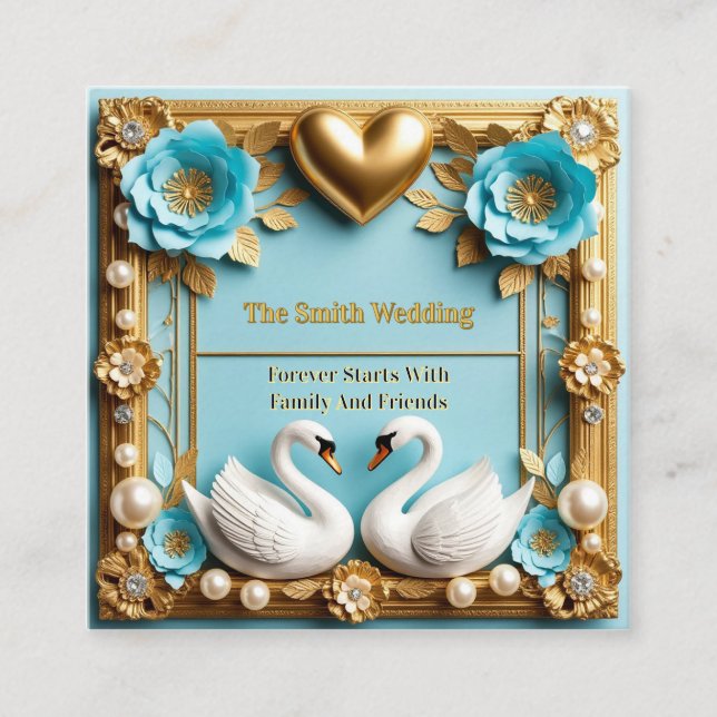Swan Wedding Frame For Luxury Wedding Decor ✨ Enclosure Card (Front)