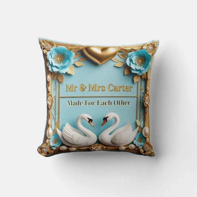 Swan Wedding Frame For Luxury Wedding Decor ✨ Throw Pillow (Front)