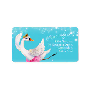 Swan whimsy watercolor reply address labels