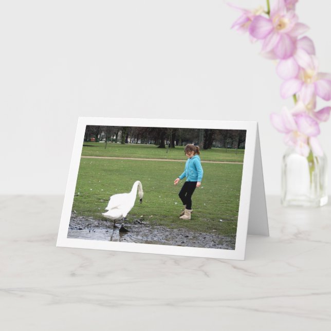Swan with Child Card (Orchid)