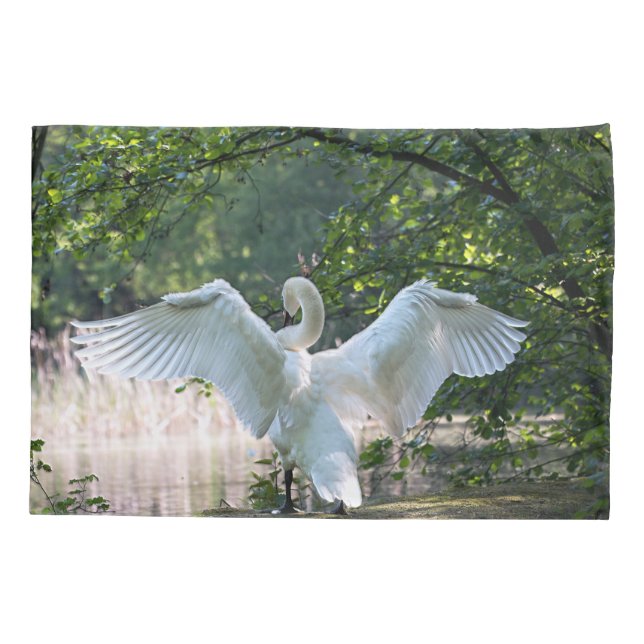 Swan with Wings Spread Pillowcase (Back)