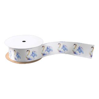 swan wtaercolour satin ribbon
