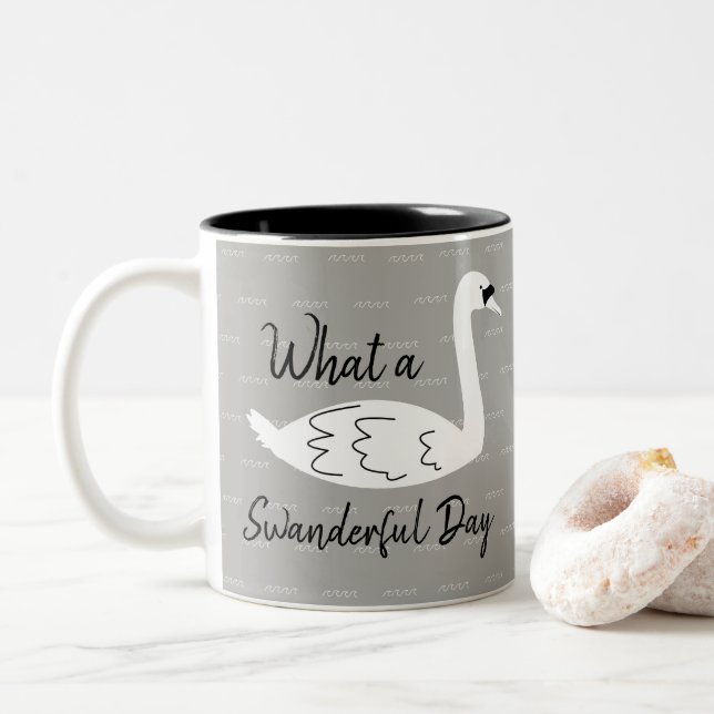 Swanderful Day Swan & Waves Two-Tone Coffee Mug (With Donut)