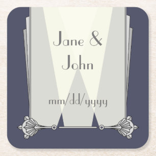 Swanky Art Deco in Blue Paper Coaster