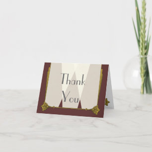 Swanky Art Deco in Red Thank You Card