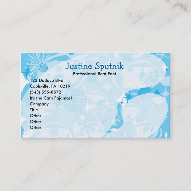 Swanky Blue Fifties Pattern Classic Art  Business Card (Front)