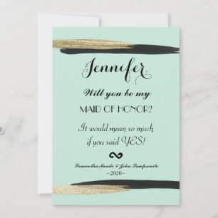 Swanky Chic Faux Gold and Black Brushstrokes Invitation