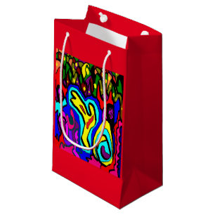 Swanky colours red yellow blue bright celebration small gift bag