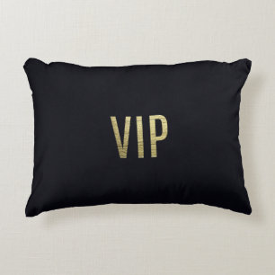 Swanky Faux Gold Leaf Foil "VIP" Typography Decorative Pillow