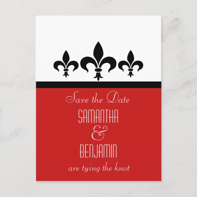 Swanky Fleur De Lis Save the Date Postcard (Front)
