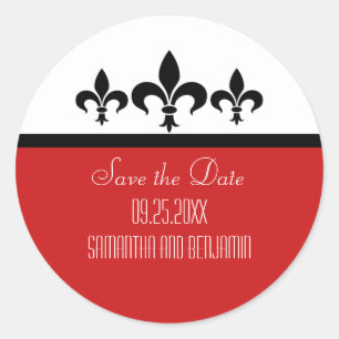 Swanky Fleur De Lis Save the Date Stickers
