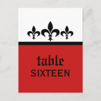 Swanky Fleur De Lis Table Postcard, Red