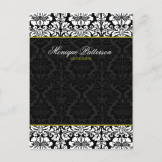 Swanky Sage Black Damask Chic Bow Card