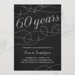 Swanky Silver 60th Birthday Party Invitation<br><div class="desc">This fancy,  stylish 60th birthday party invitation features elegant vintage flourishes,  script calligraphy that reads "60 years, " faux silver foil,  and a chic black background.</div>