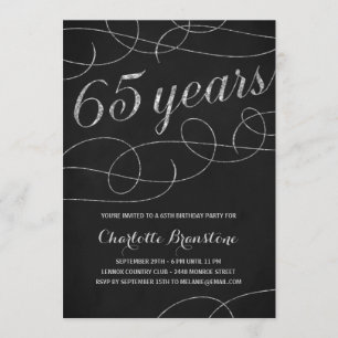 Swanky Silver 65th Birthday Party Invitation