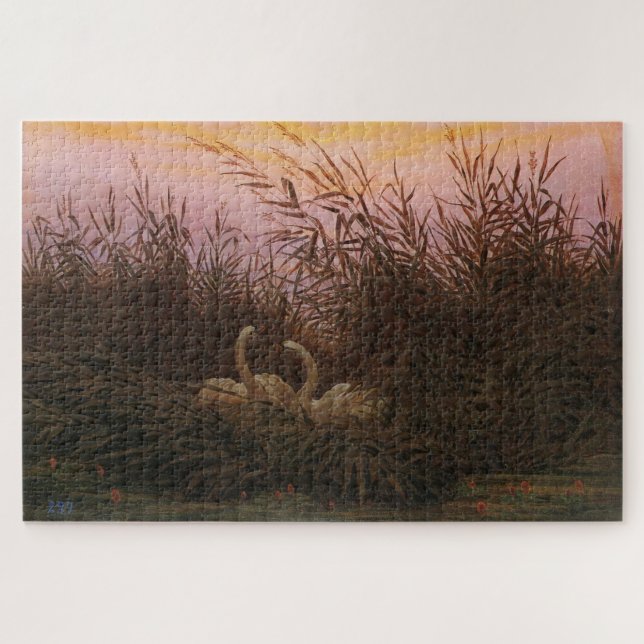 Swans Among the Reeds at Dawn (1832) – Friedrich Jigsaw Puzzle (Horizontal)