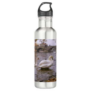 Swans and Charles bridge in Prague 710 Ml Water Bottle