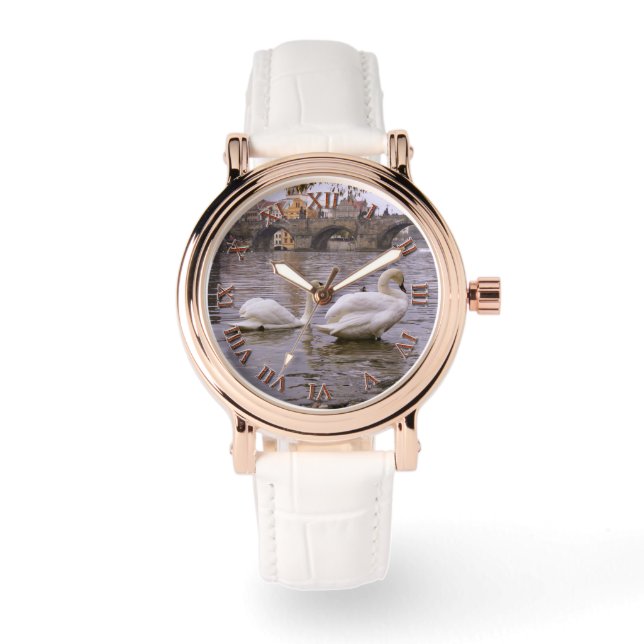Swans and Charles bridge in Prague Watch (Front)