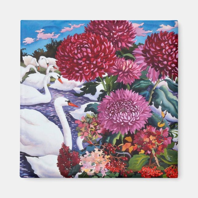 Swans and Chrysanthemums 2005 Magnet (Front)