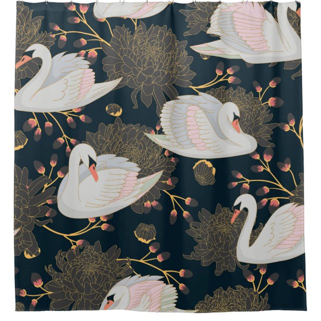 Swans and chrysanthemums, natural pattern. (Front)