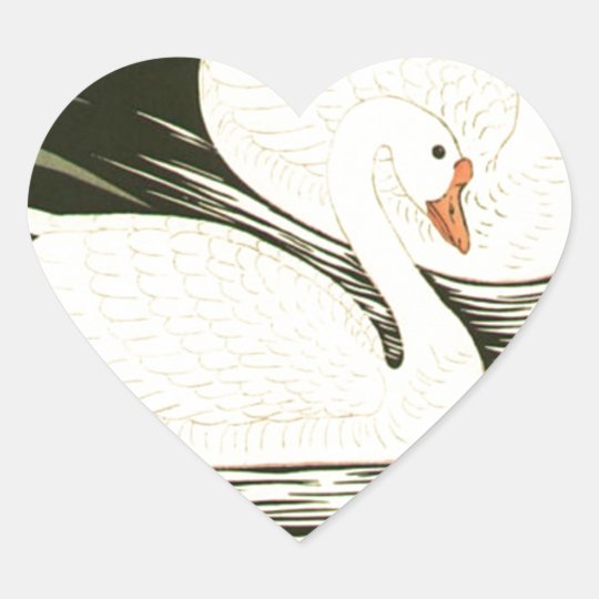 Swans and Reeds Heart Sticker