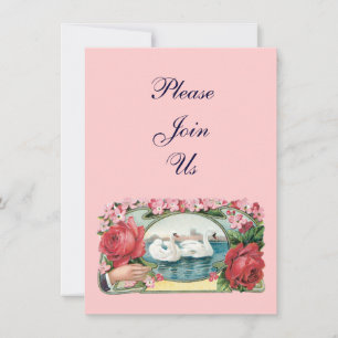 Swans and Roses Custom Valentine Invitations