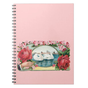 Swans and Roses Vintage Art Notebook