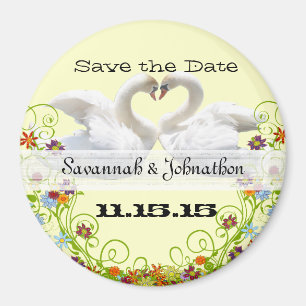 Swans and Swirls Save the Date Mariage Magnet