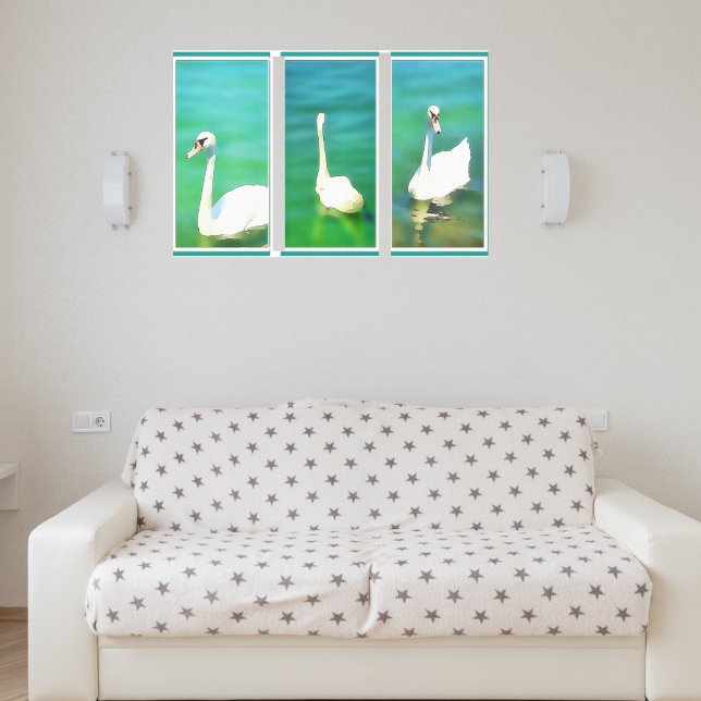 Swans at Lake Balaton - triptych Canvas Print (Creator Uploaded)