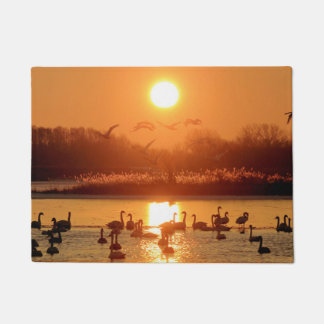 Swans at Sunrise Doormat