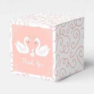 Swans Baby Shower Bird with Crown Co-Ed Peach Favor Box