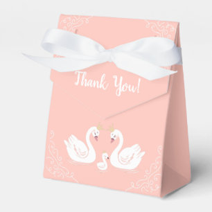 Swans Baby Shower Bird with Crown Co-Ed Peach Favor Box